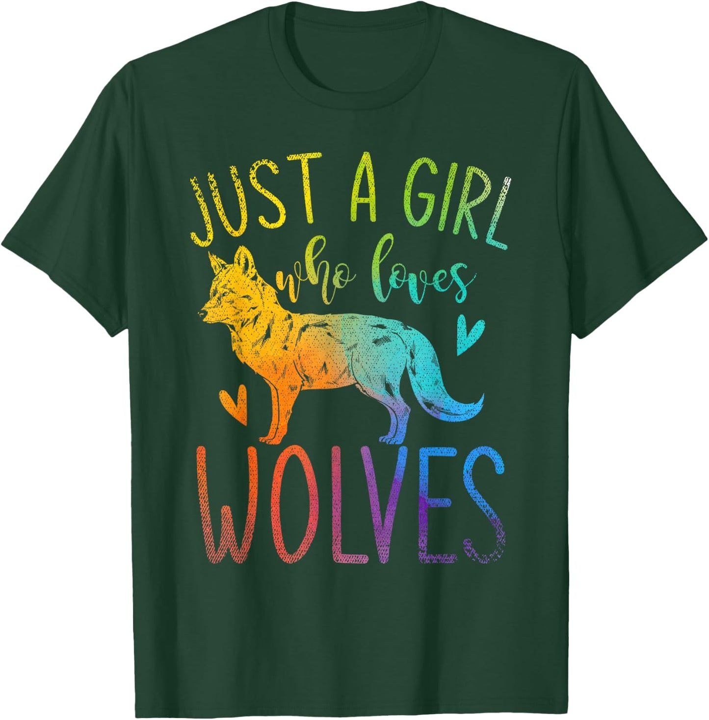 Nur ein Mädchen das Wolfe liebt Wildtier Colourful Wolf T-Shirt - T-Shirt | Forest
