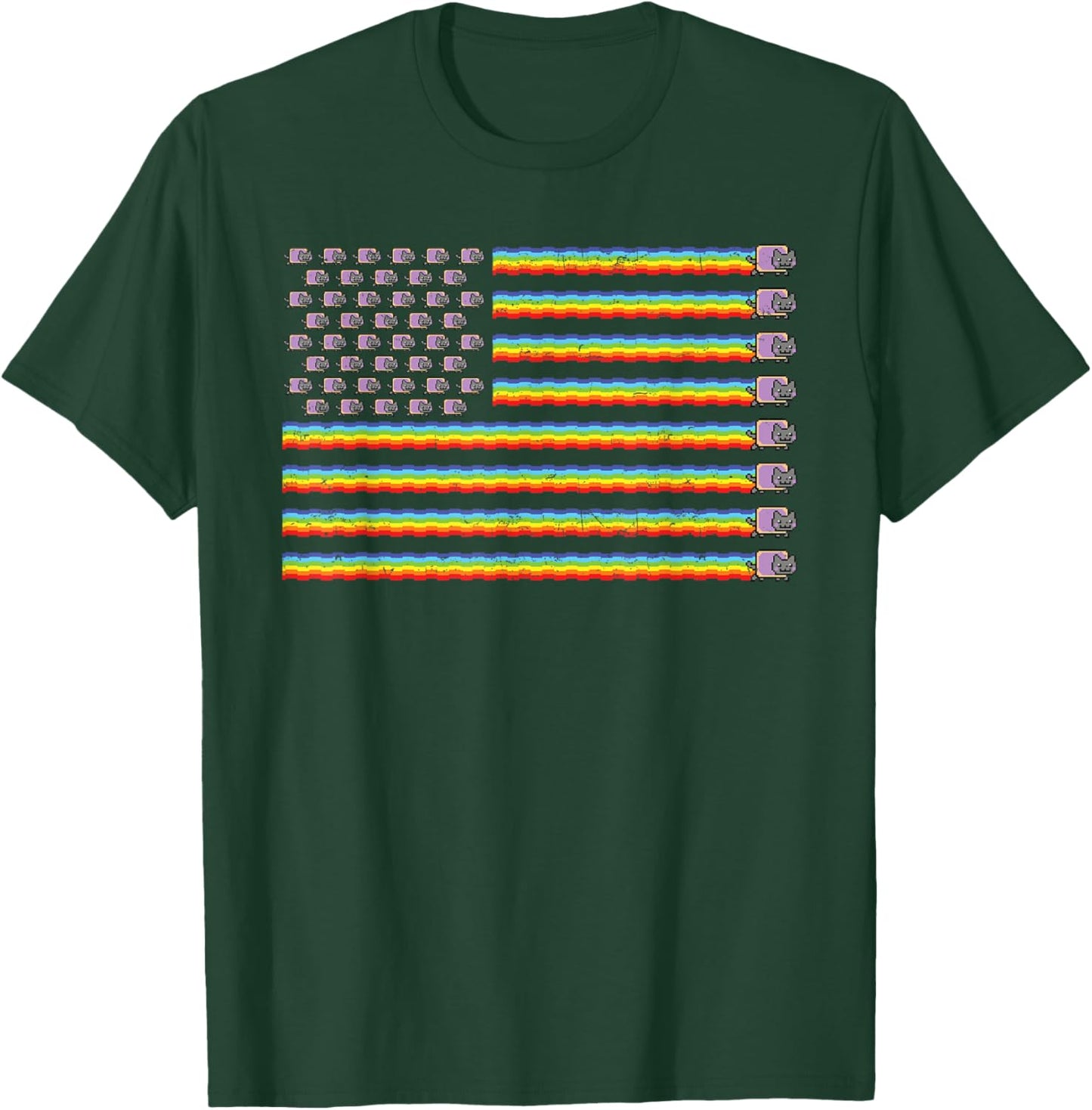Poptart Rainbow USA American Flag Vintage T-Shirt - T-Shirt | Forest