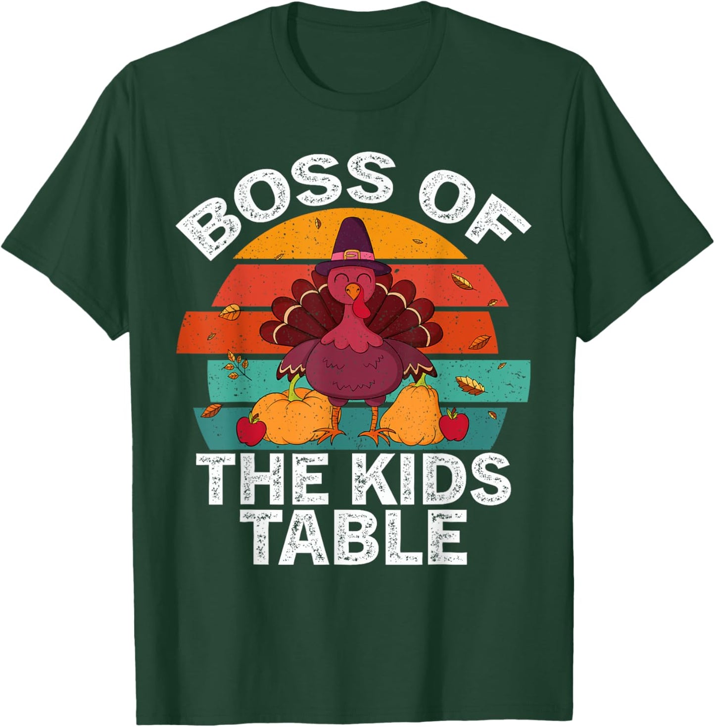 Retro Thanksgiving Kids or Adults Boss of the Kids Table T-Shirt - T-Shirt | Forest