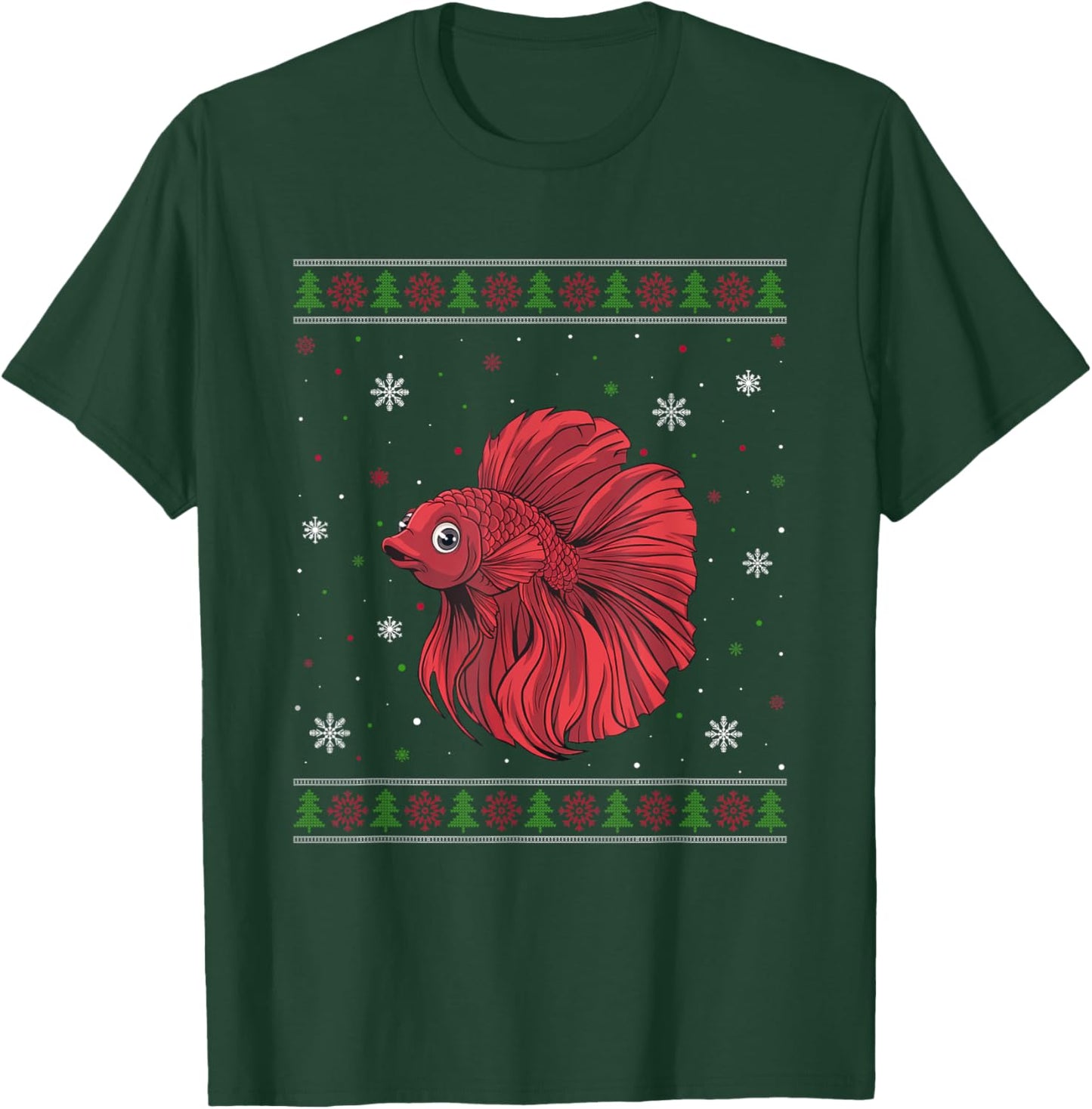 Betta Fish Christmas Sweater Men Women Kids Xmas Funny T-Shirt - T-Shirt | Forest