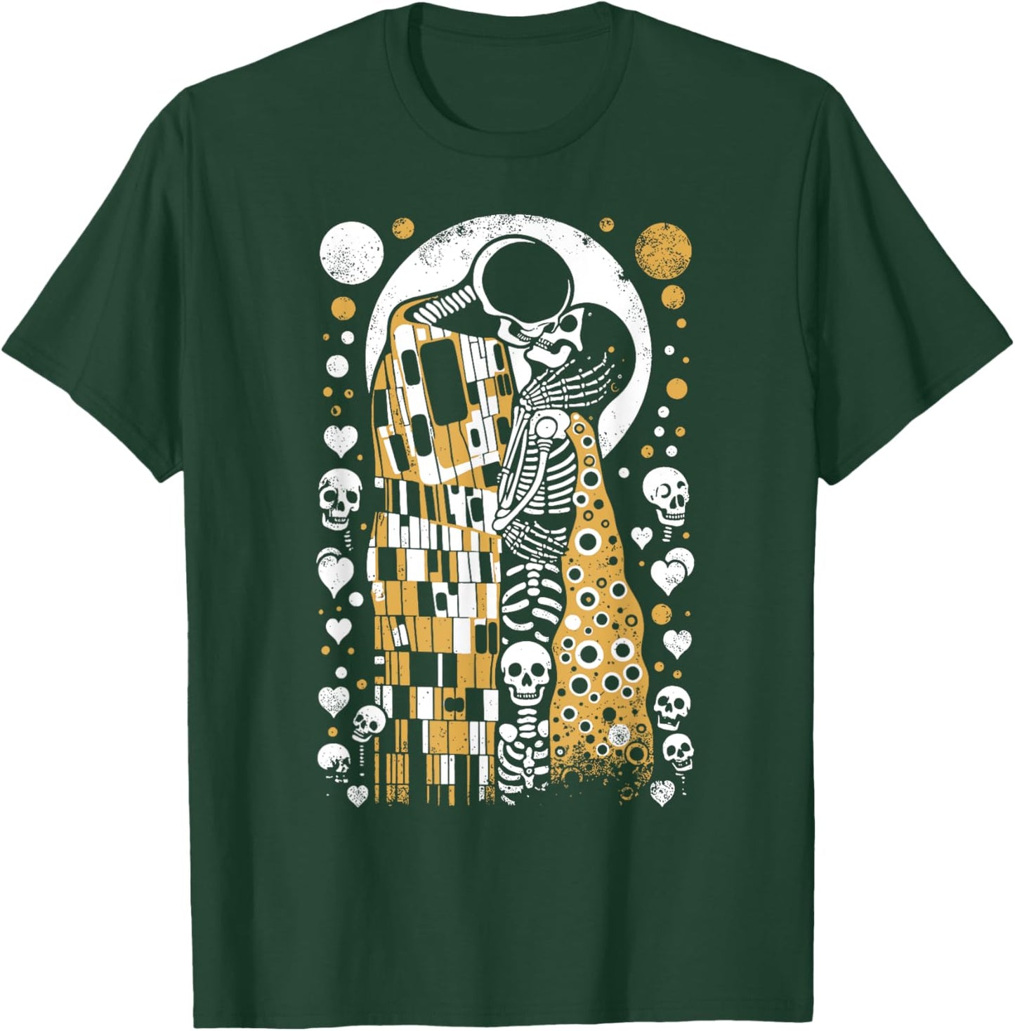 Vintage Skeletons Art Painter lover Klimt's The Kiss Embrace T-Shirt - T-Shirt | Forest