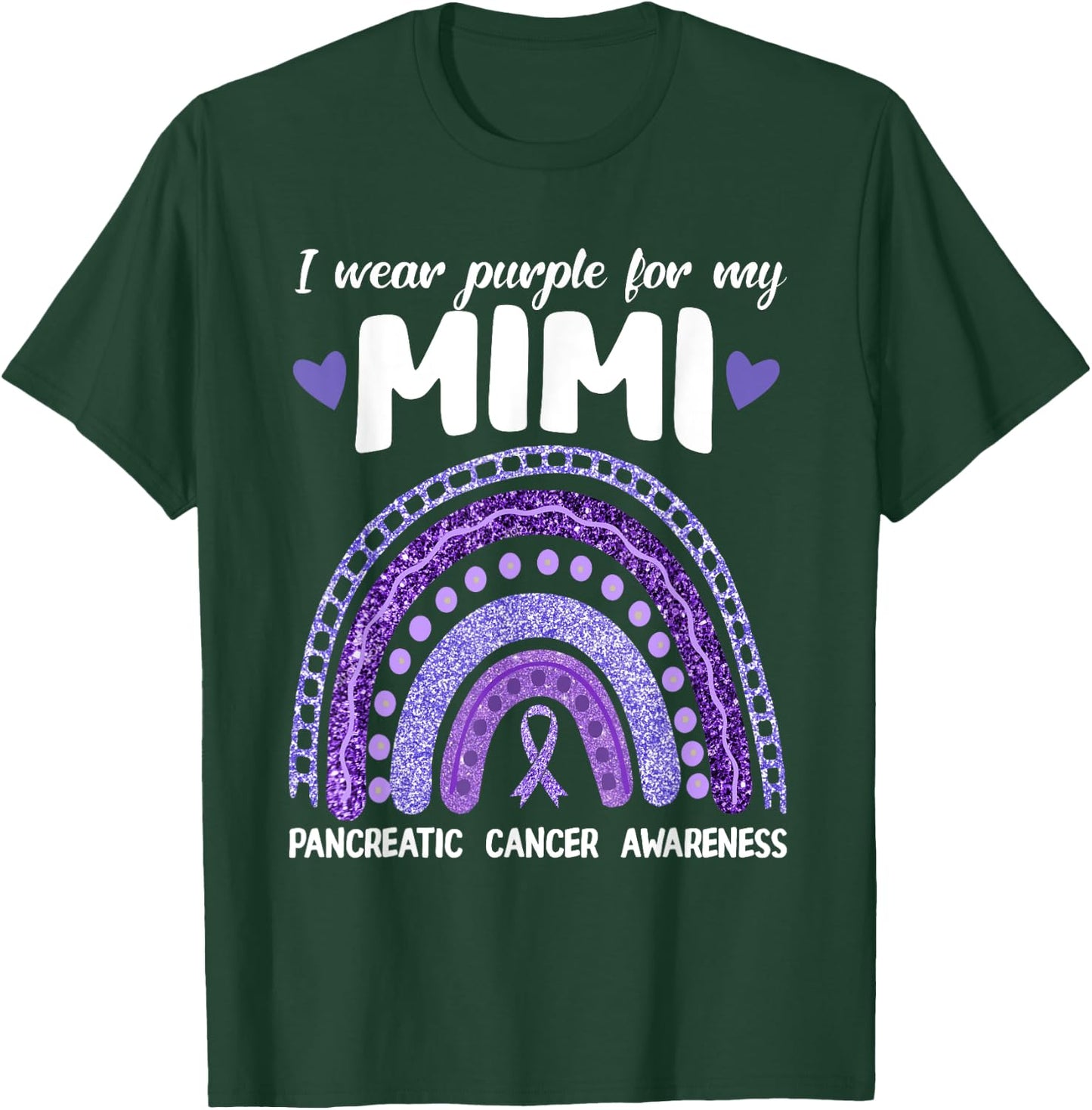 I Wear Purple For My Mimi Pancreatic Cancer Rainbow T-Shirt - T-Shirt | Forest