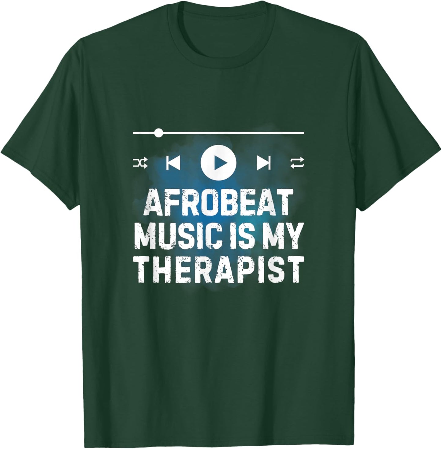 Sound Activated Vibes Afrobeat Music Is My Therapist -Adults Black Small Modern Classic Fit Short Sleeve Cotton Blend Music T-Shirt - T-Shirt | Forest