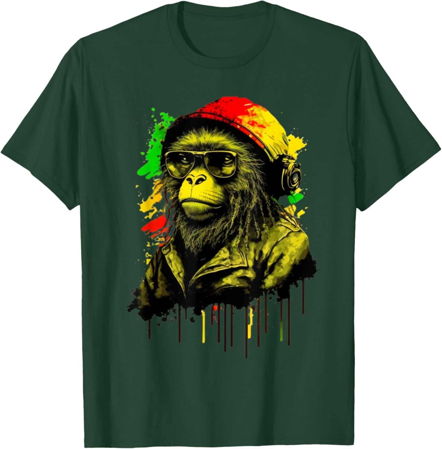 Rasta Monkey Stylish Rastafari Design Reggae & Jamaica Vibes T-Shirt - T-Shirt | Forest