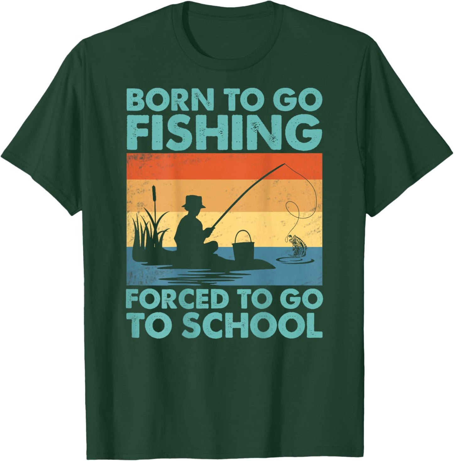 Funny Born To Go Fishing Bass Fish Fisherman Boys T-Shirt - T-Shirt | Forest