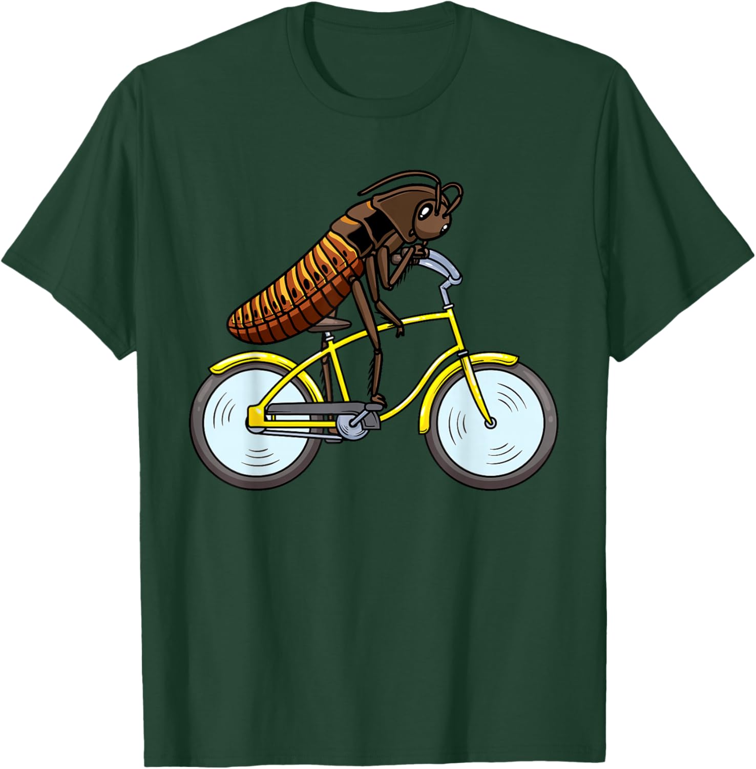 Madagascar Cockroach on a Bicycle Cyclist T-Shirt - T-Shirt | Forest