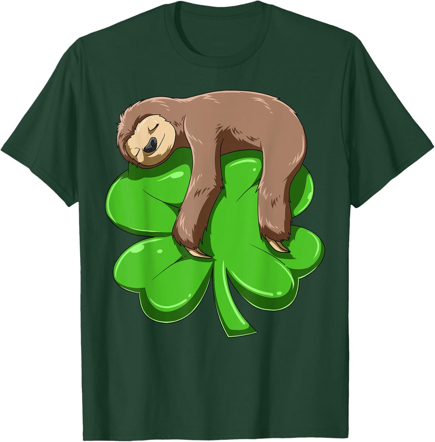 Sloth Sleeping On Shamrock Sloth St Patricks Day Sloth Irish T-Shirt - T-Shirt | Forest