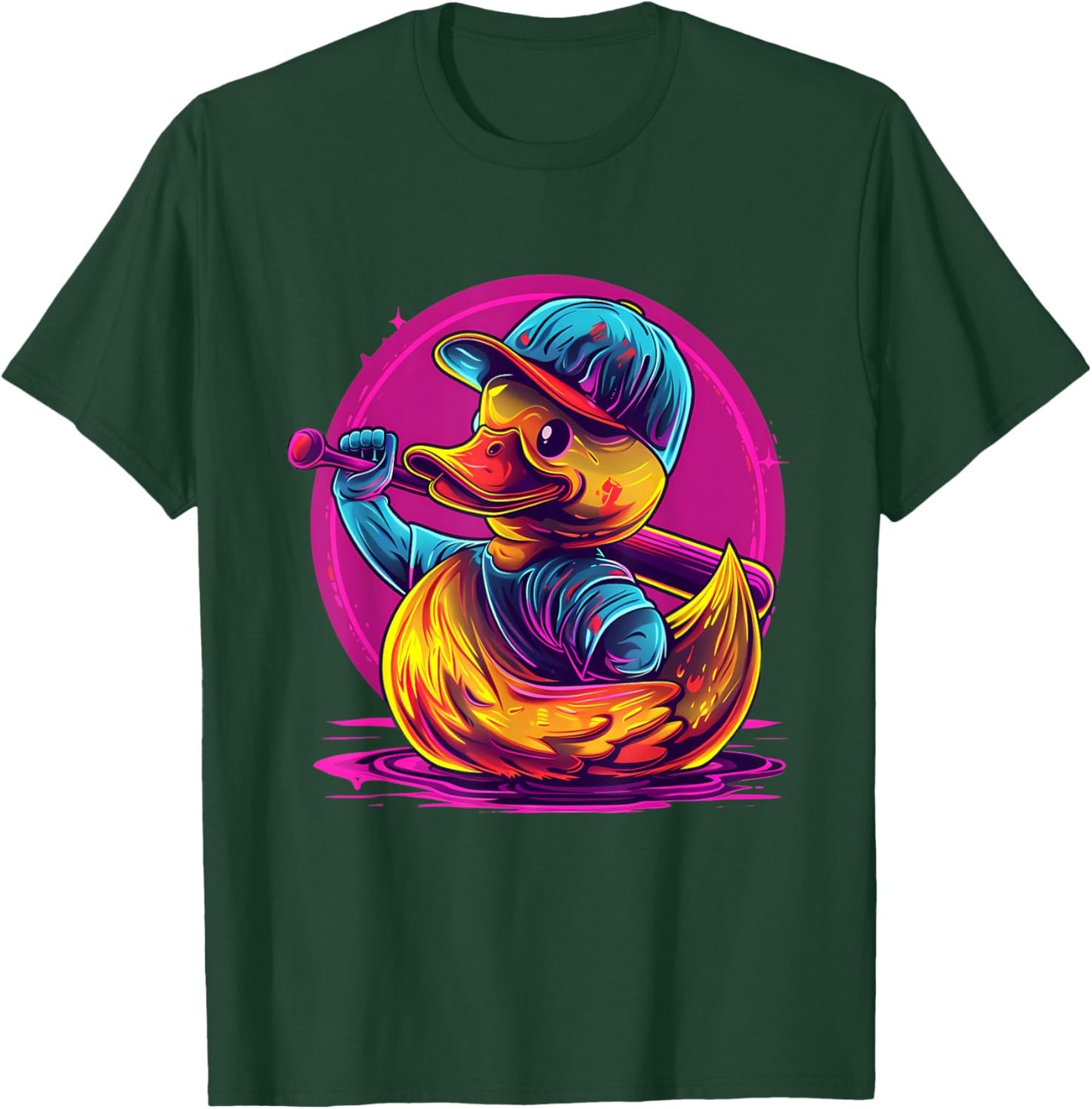 Rubber Duck Baseball Player Rubber Duckie Rubber Duckling T-Shirt - T-Shirt | Forest