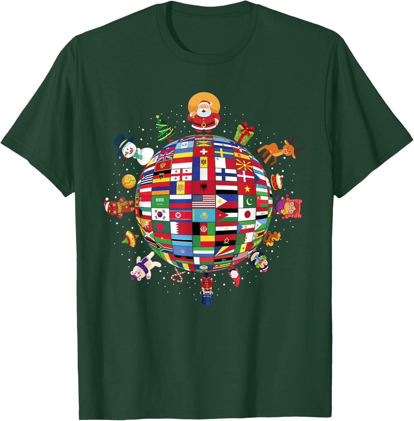 Flags Of The World Christmas Around The Globe T-Shirt - T-Shirt | Forest