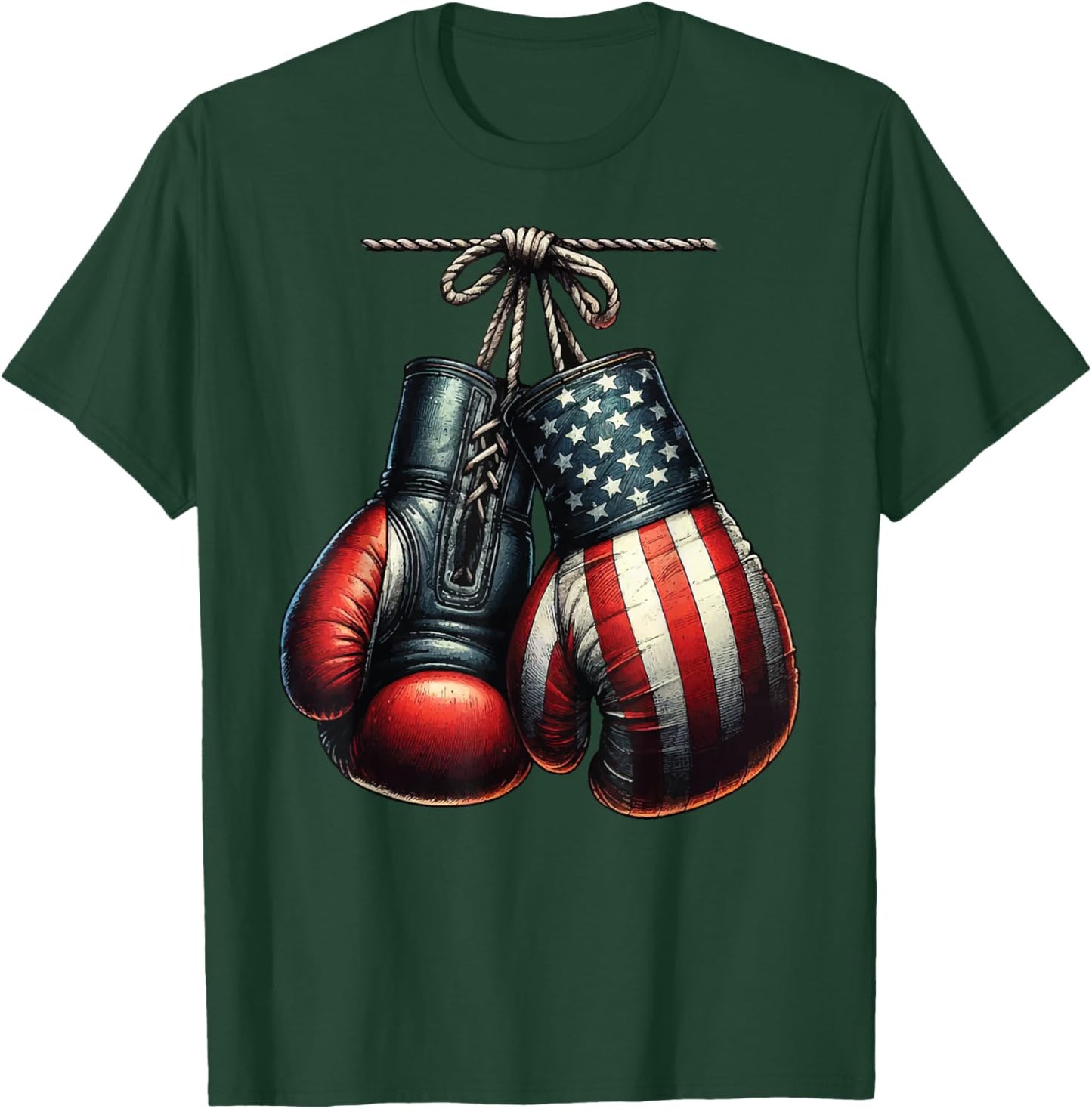 4th of July USA Flag Boxing Gloves for Boxer Training T-Shirt - T-Shirt | Forest