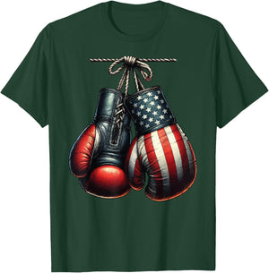 4th of July USA Flag Boxing Gloves for Boxer Training T-Shirt - T-Shirt | Forest