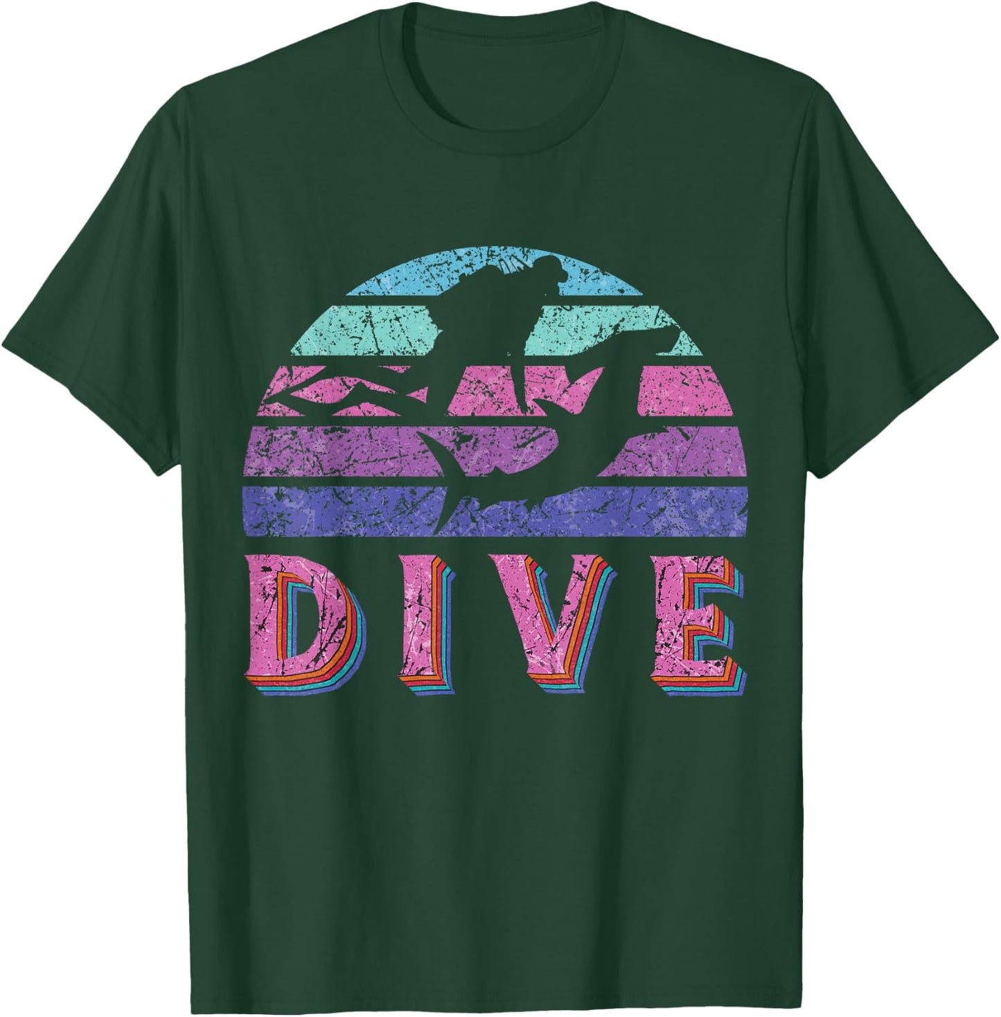 Dive Hammerhead Shark Retro Vintage Pink Purple Scuba Diving T-Shirt - T-Shirt | Forest