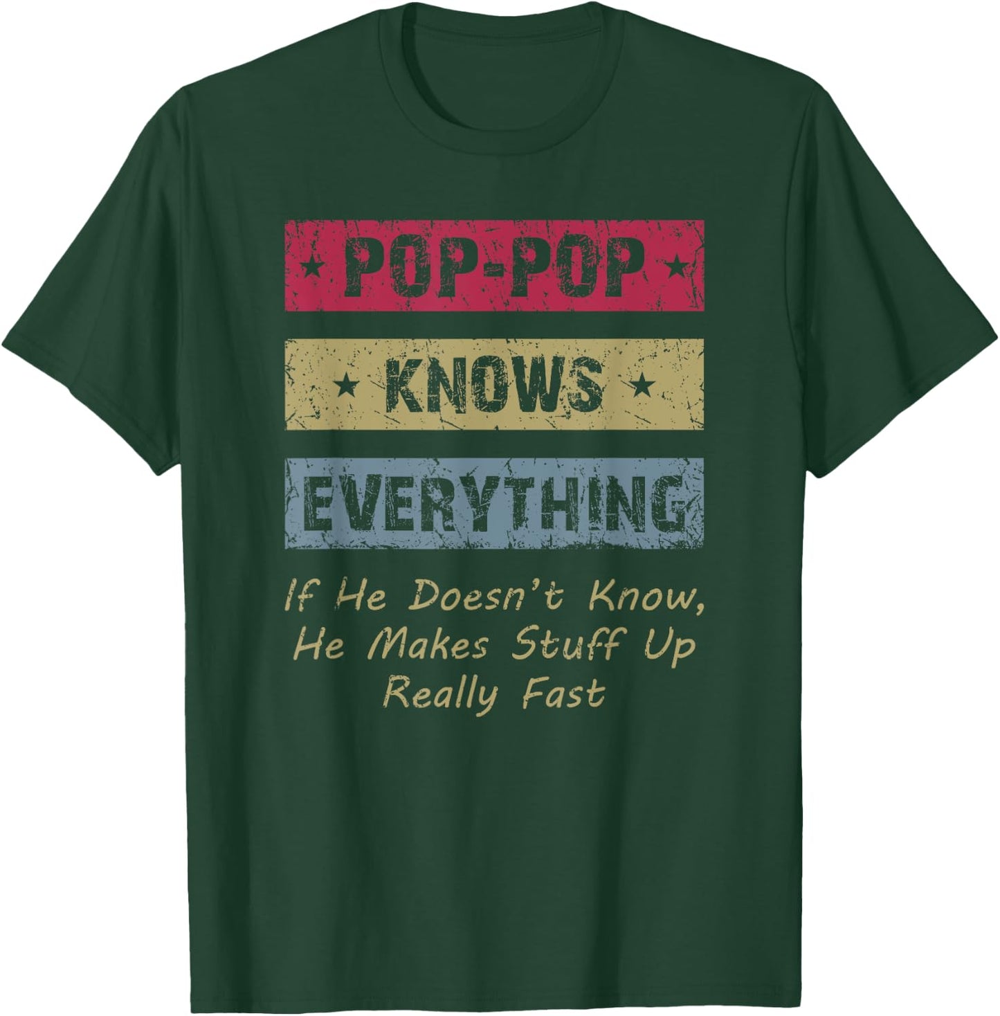 Pop-Pop Knows Everything If He Doesn't Know For Father T-Shirt - T-Shirt | Forest