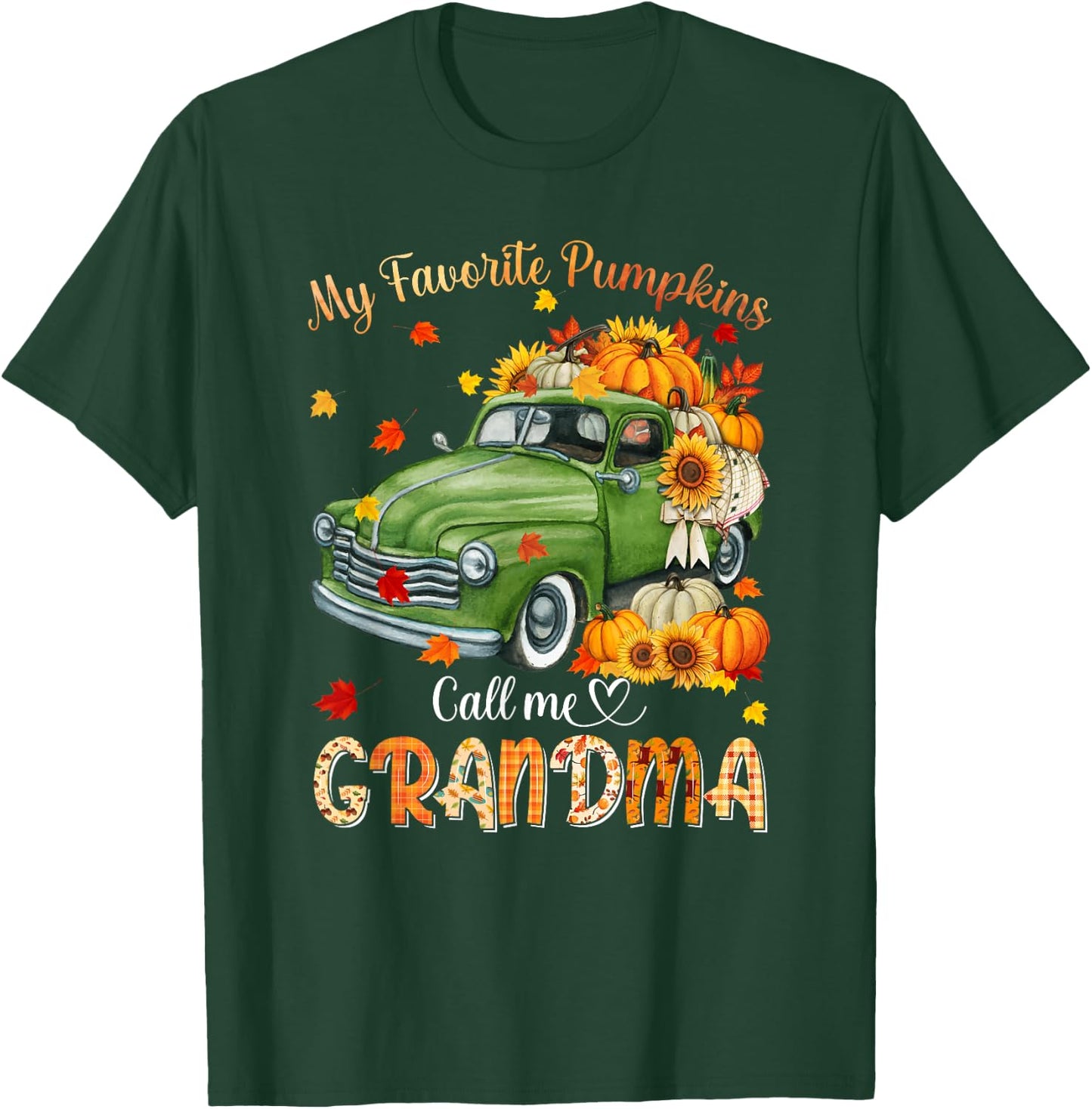 Autumn Halloween Fall My Favorite Pumpkin Call Me Grandma T-Shirt - T-Shirt | Forest