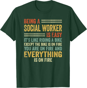 Being A Social Worker Is Easy It's Like Riding A Bike Funny T-Shirt - T-Shirt | Forest