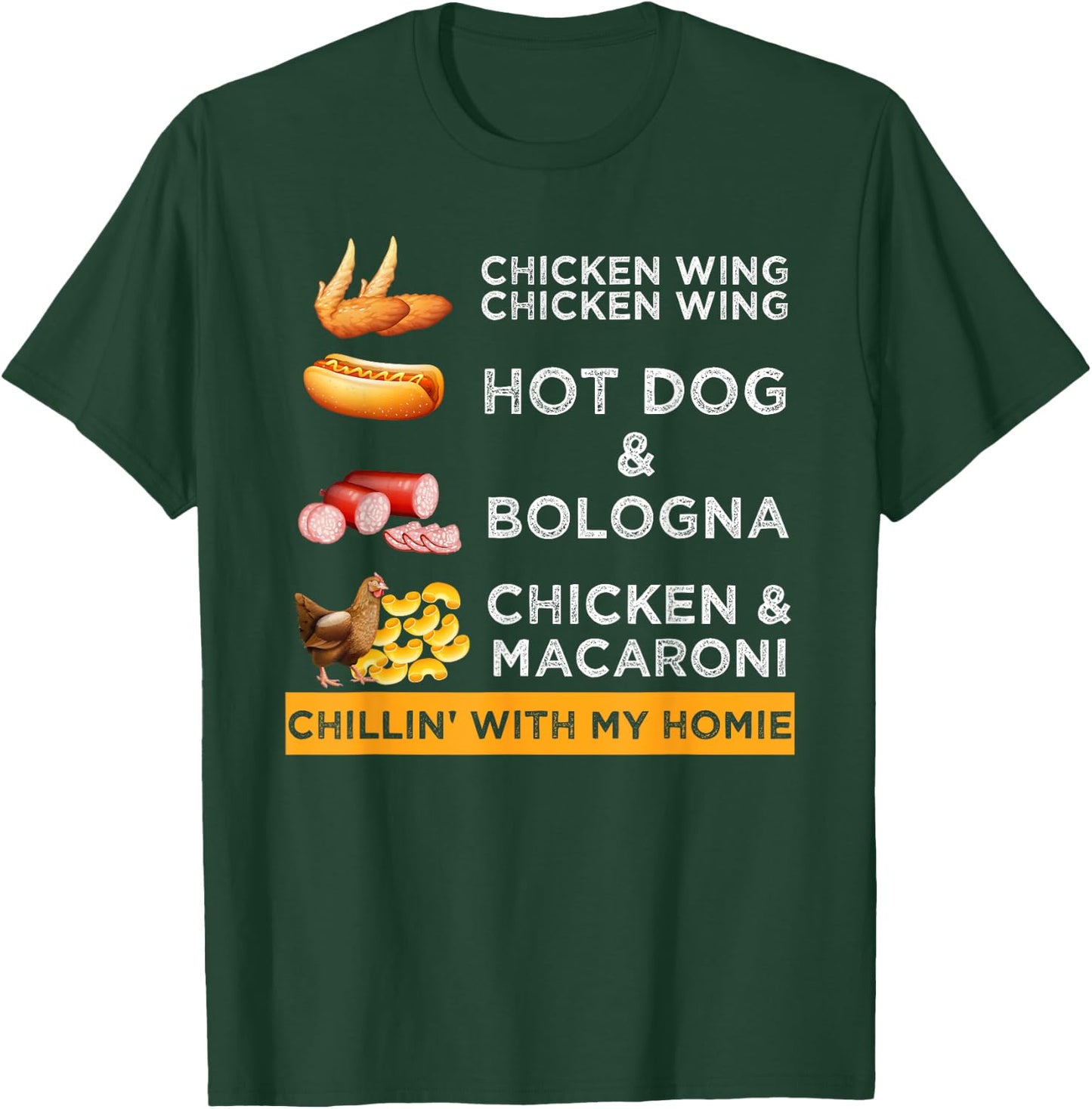 Chicken Wing Chicken Wing Hotdog and Bologna Funny T-Shirt - T-Shirt | Forest