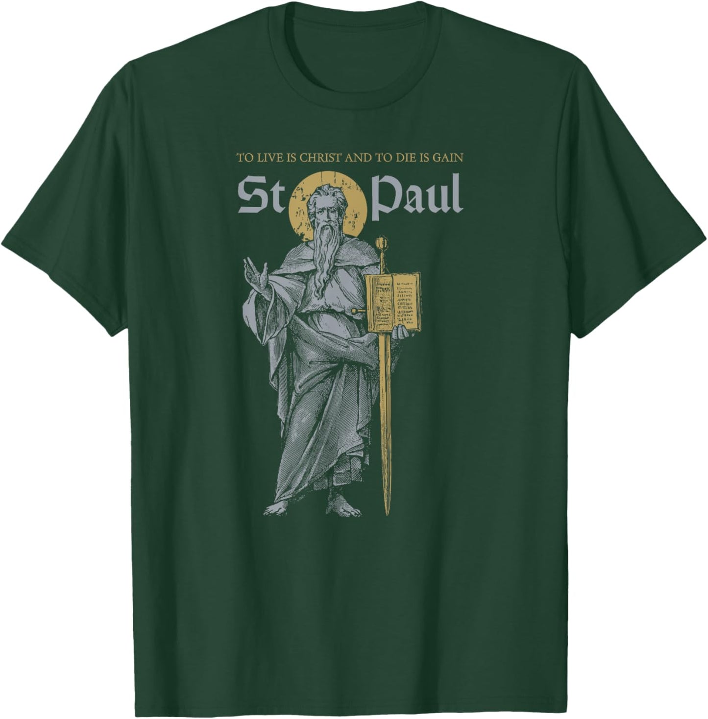 MJ Sacred Art Saint Paul the Apostle Philippians 1:21 Christian -Adults & Kids Black Short Sleeve Modern T-Shirt - T-Shirt | Forest