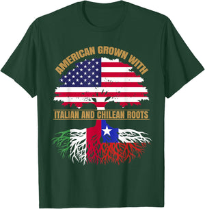 Heritage American Grown with Italian Chilean Roots T-Shirt - T-Shirt | Forest