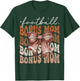 Football Bonus Mom American Football Coquette Bow Groovy T-Shirt - T-Shirt | Forest