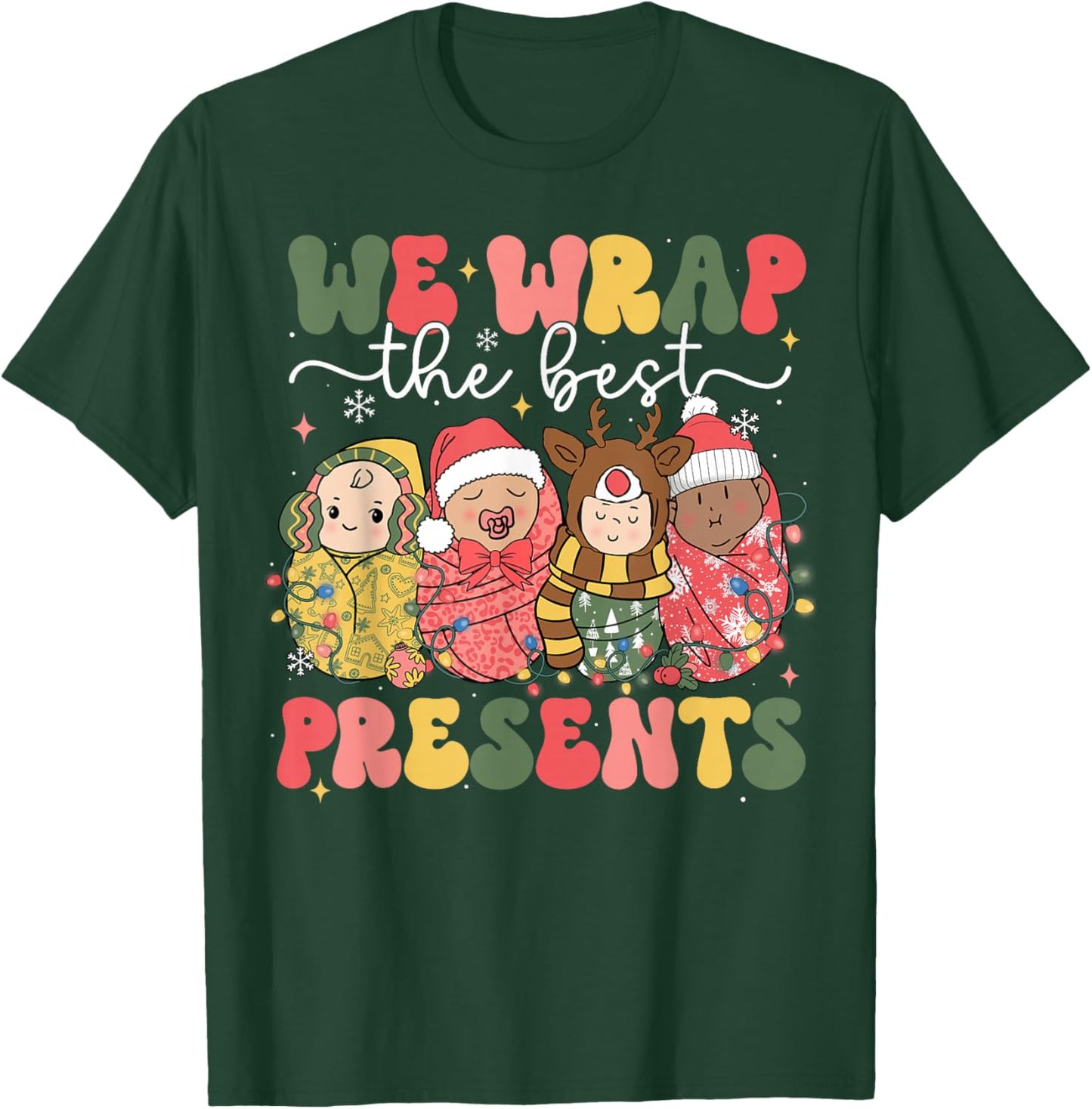 Christmas Labor & Delivery Nurse Lat - Adults, Black, Small, Short Sleeve, Cotton Blend, , Themed Novelty, Holiday, L&D Nurse, Christmas Lovers, Labor & Delivery Staff T-Shirt - T-Shirt | Forest