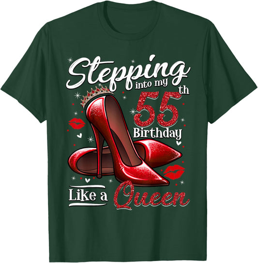 High Heels Stepping Into My 55th Birthday 55 and Fabulous T-Shirt - T-Shirt | Forest
