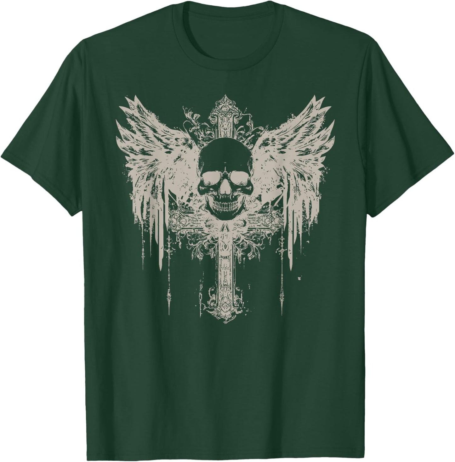 Skull Cross Y2K Grunge Aesthetic Goth Alt Gothic Emo Vintage T-Shirt - T-Shirt | Forest