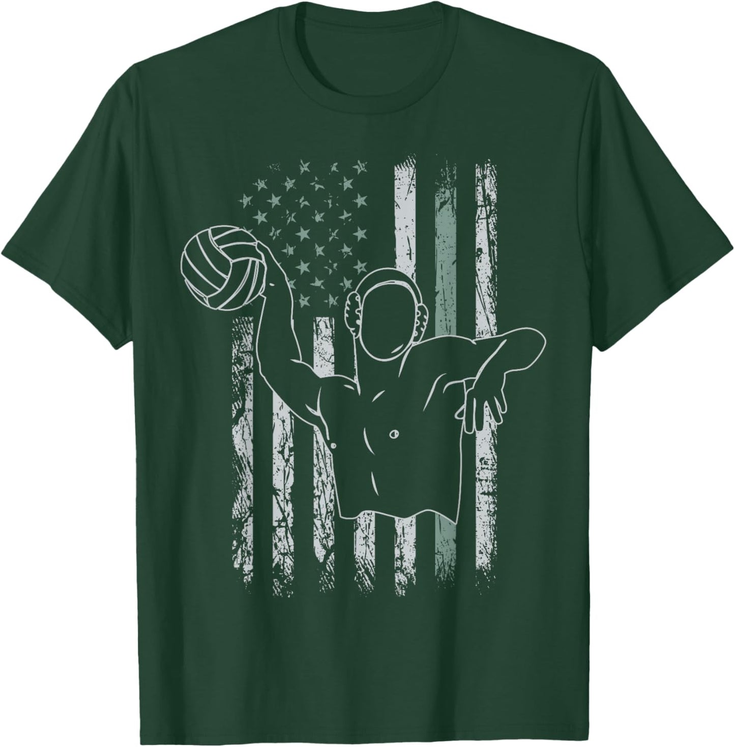 Retro USA Flag Swimming 4th of July Water Polo T-Shirt - T-Shirt | Forest