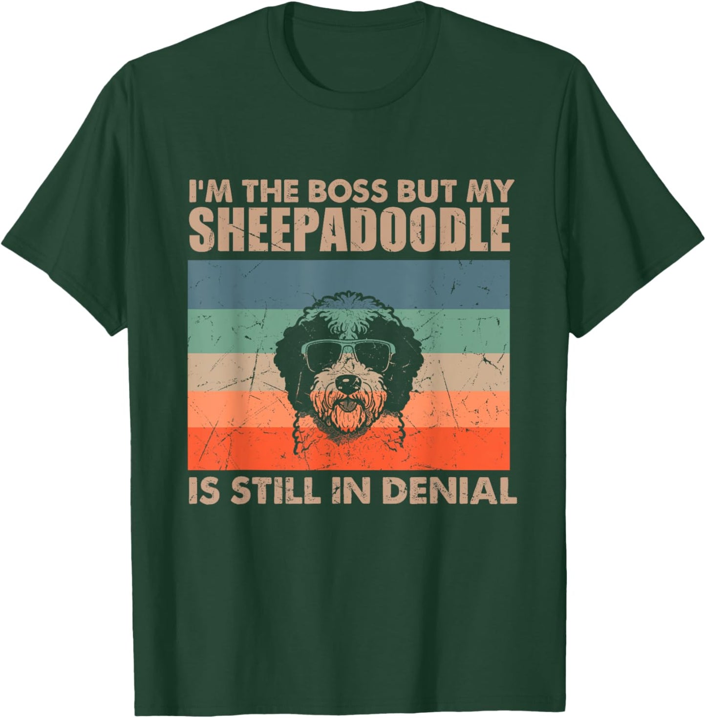 Vintage Sheepadoodle Dog Training Funny Dog Lover Men Women T-Shirt - T-Shirt | Forest