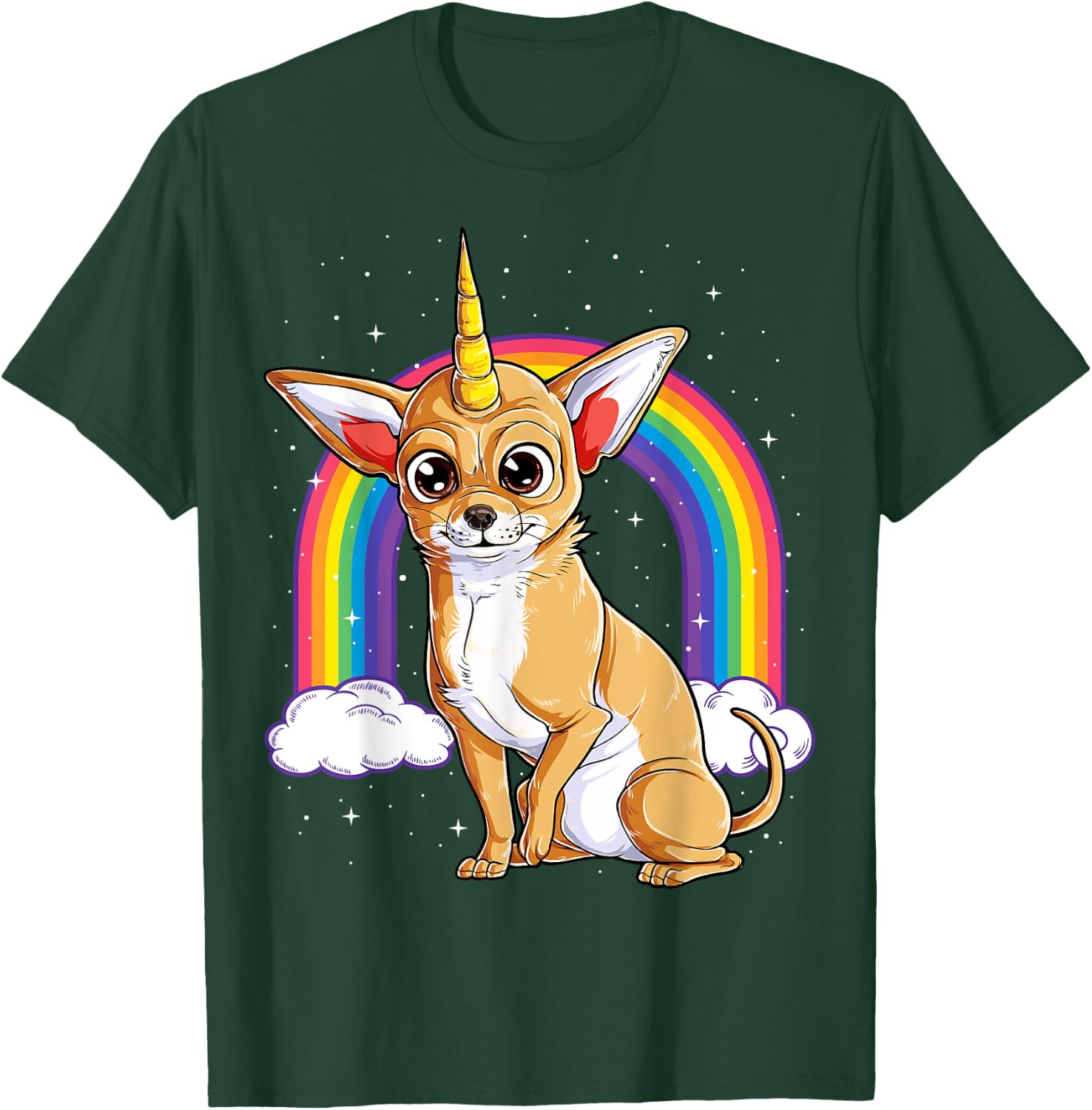 Chihuahua Unicorn T shirt Girls Space Galaxy Rainbow Dog T-Shirt - T-Shirt | Forest