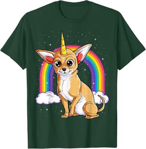 Chihuahua Unicorn T shirt Girls Space Galaxy Rainbow Dog T-Shirt - T-Shirt | Forest