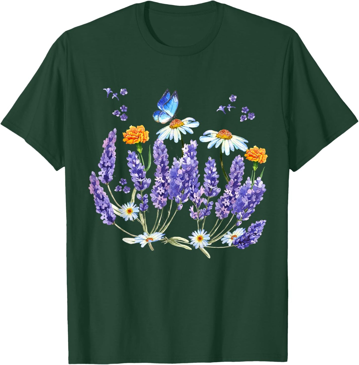 Lavender Plant Butterfly Herb Wildflower Botanical Gift T-Shirt - T-Shirt | Forest