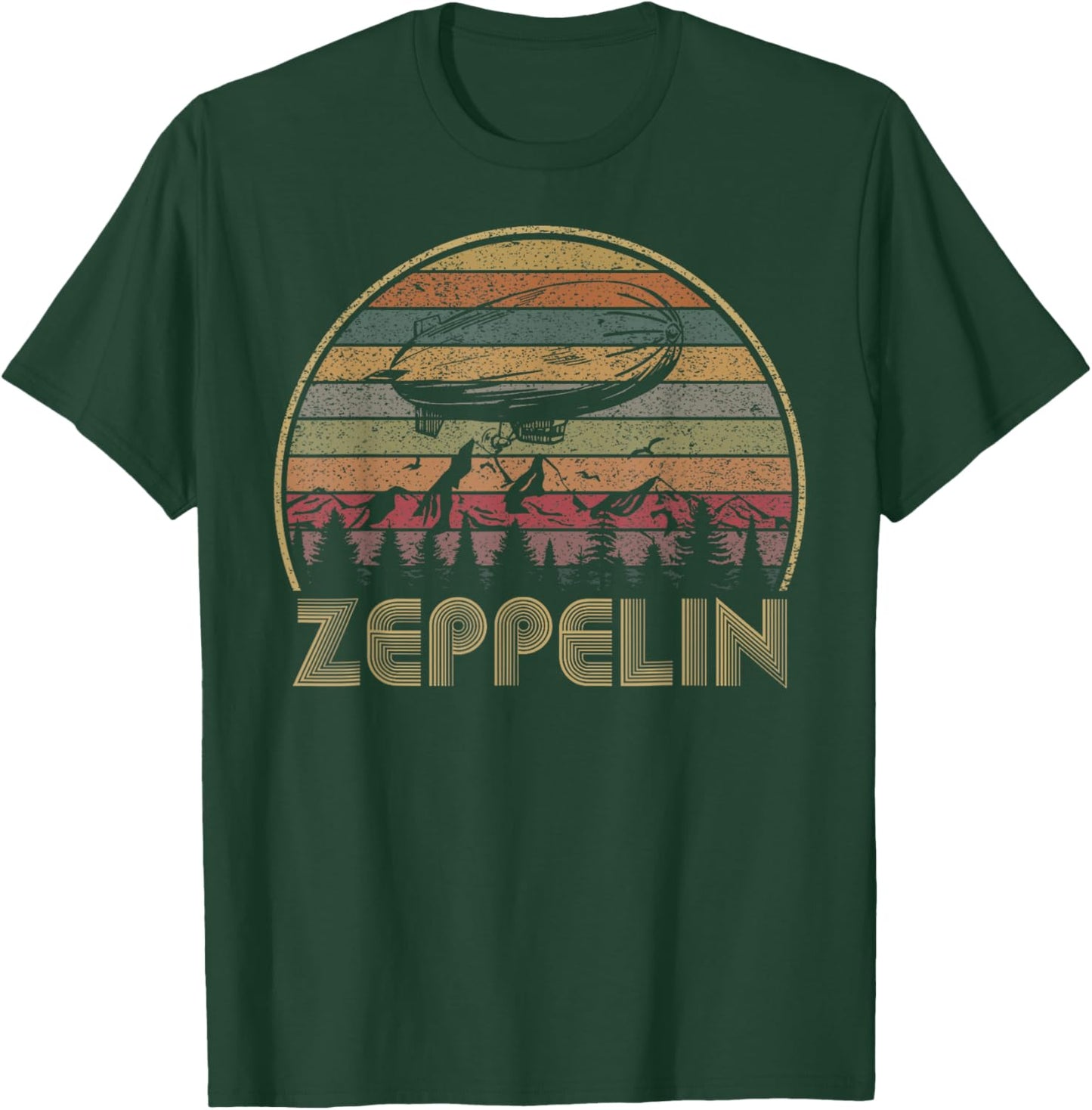 Retro Zeppelin 70s 80s Dirigible Airship Vintage Sunset T-Shirt - T-Shirt | Forest