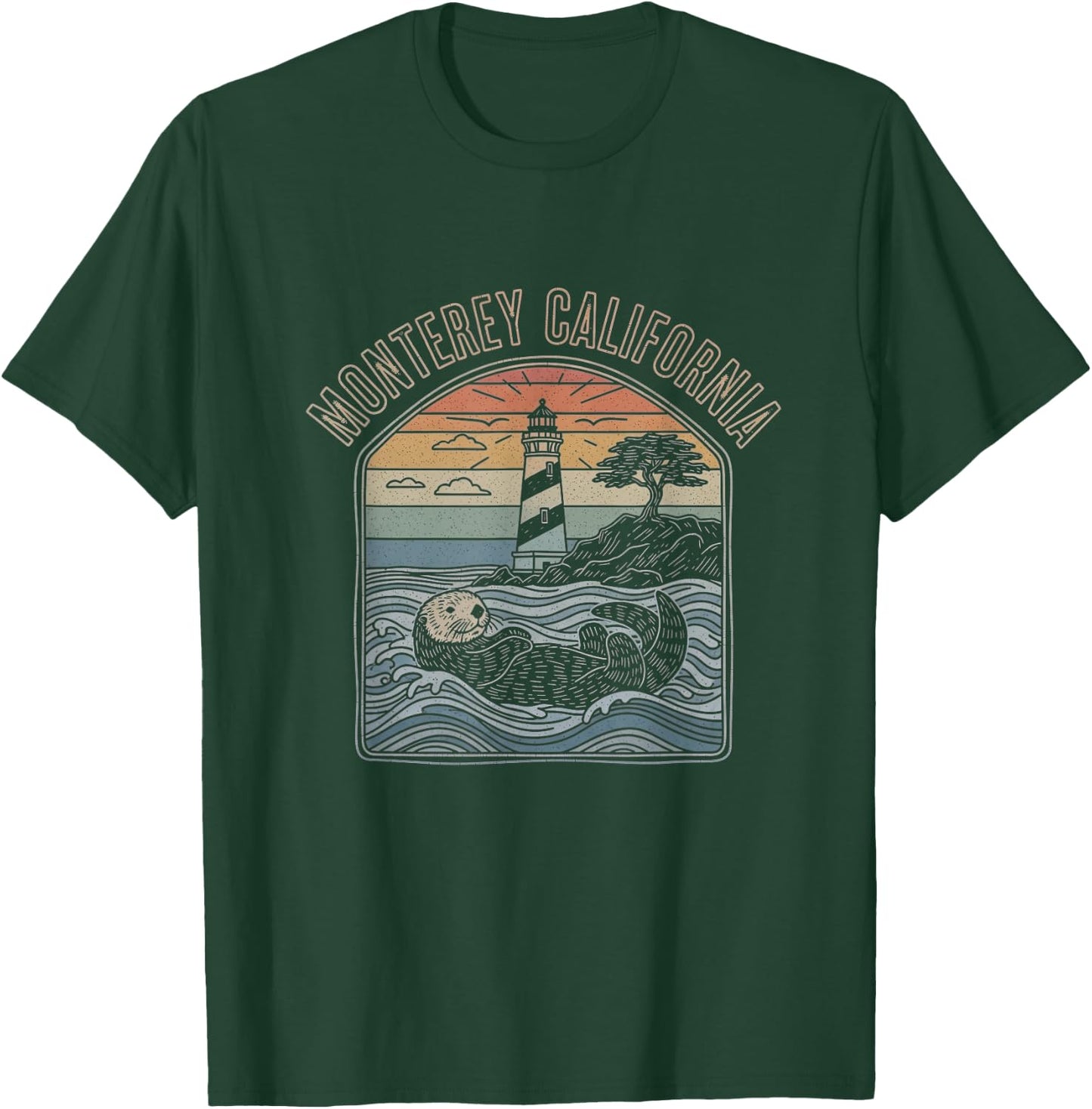 Retro Monterey California Drawing Art Design T-Shirt - T-Shirt | Forest