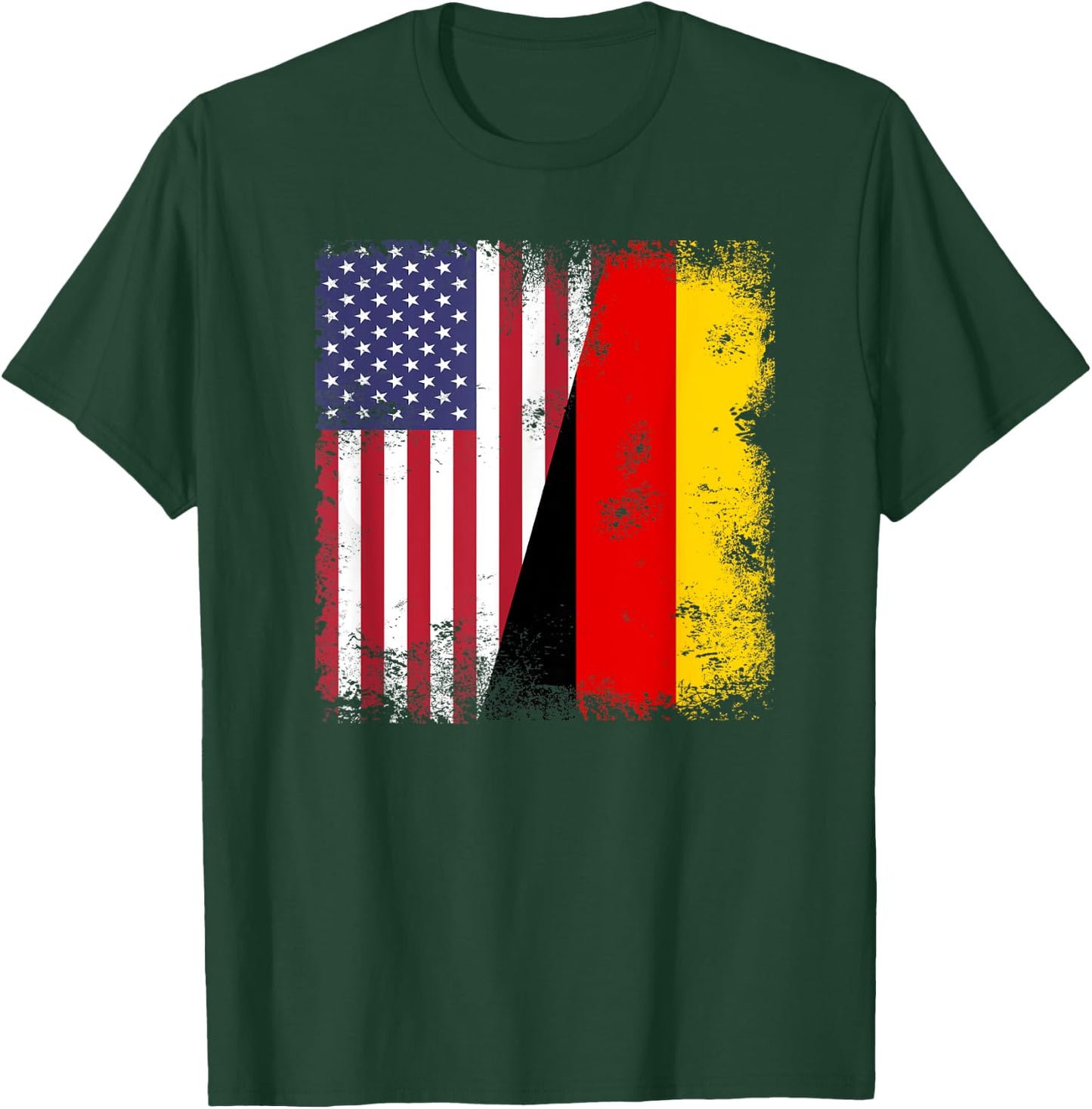 Half German Flag | Vintage Germany USA Gift T-Shirt - T-Shirt | Forest
