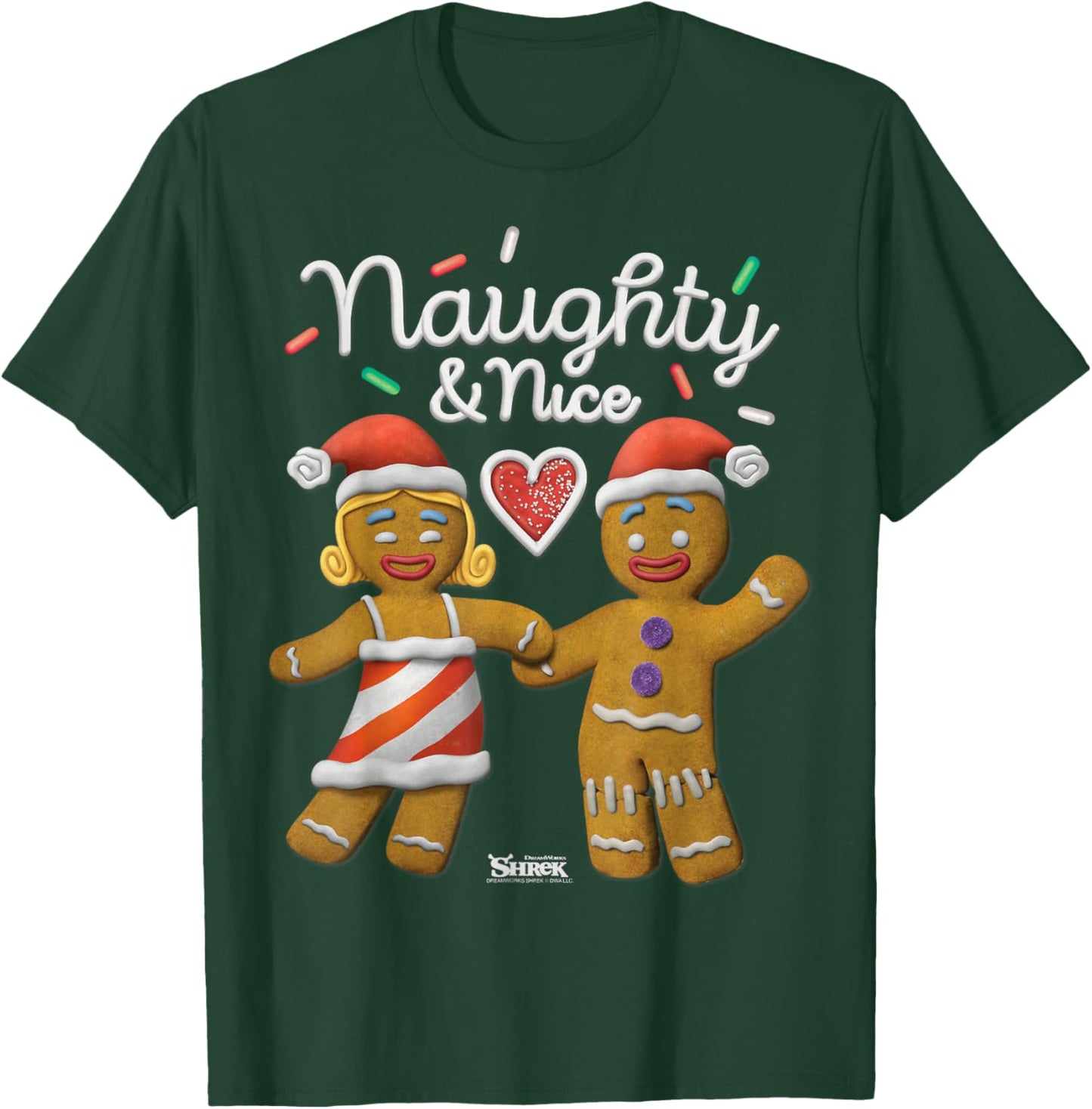 Shrek Holiday Gingy and Sugar Naughty & Nice T-Shirt - T-Shirt | Forest