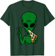 Alien Pizza Eating Peace Funny Space Area-51 Halloween Gift T-Shirt - T-Shirt | Forest