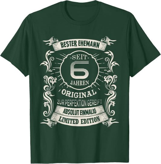 Herren 6 Hochzeitstag Bester Ehemann Seit 6 Jahren Zuckerhochzeit T-Shirt - T-Shirt | Forest