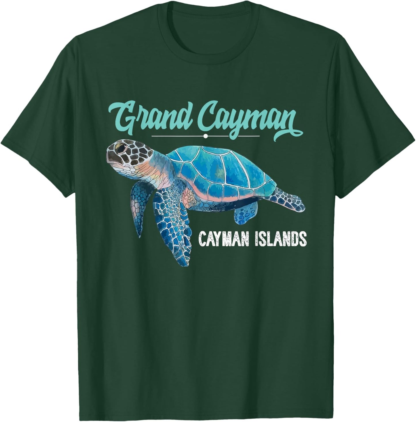 Grand Cayman Islands Turtle Tuna Stingray Blue Souvenir Gift T-Shirt - T-Shirt | Forest