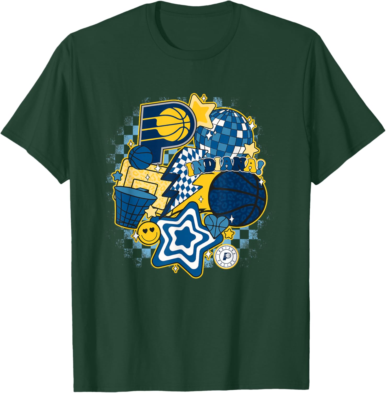 NBA Indiana Pacers Psychedelic Basketball Collage T-Shirt - T-Shirt | Forest
