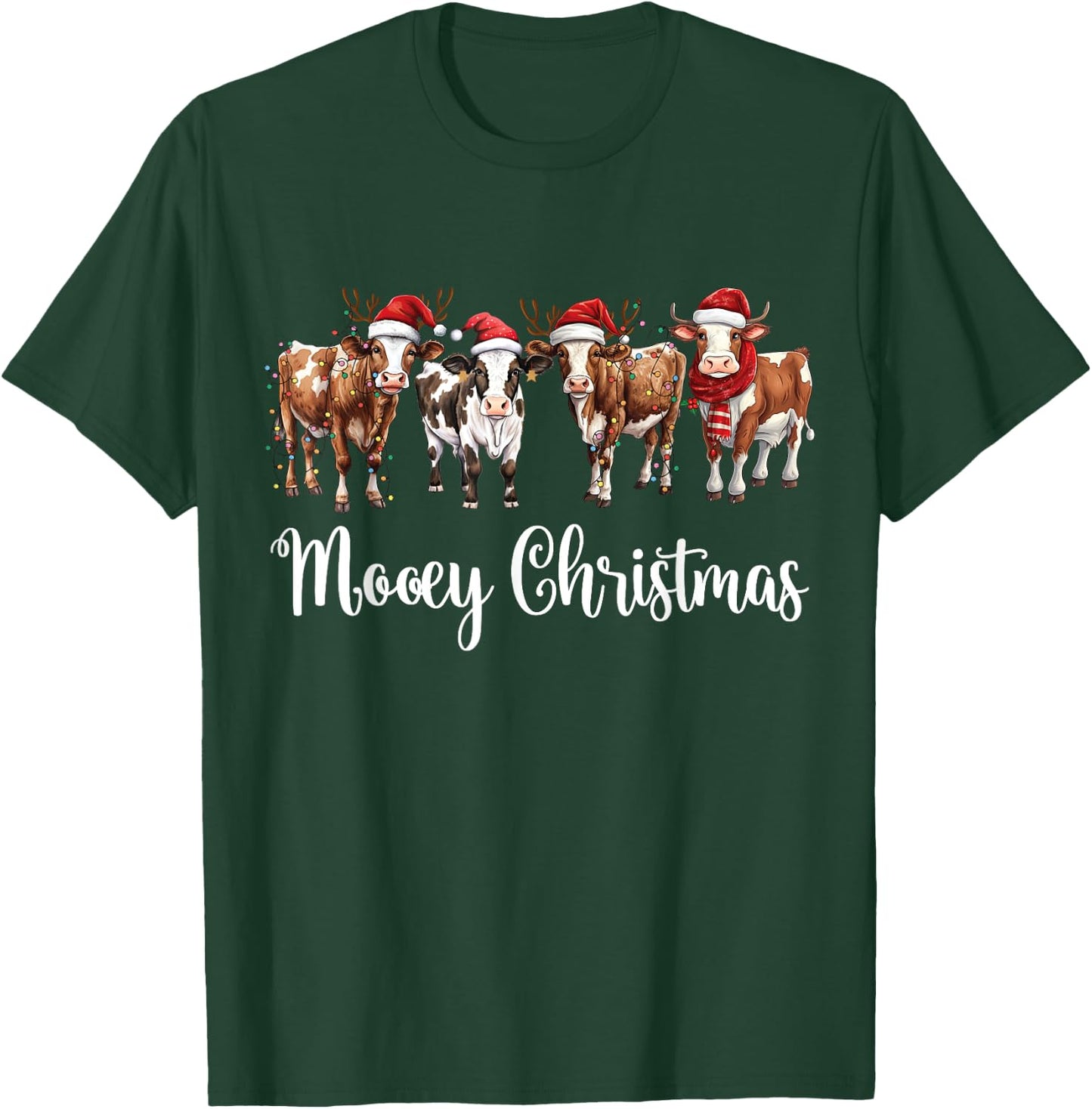 Mooey Christmas Cowgirl Xmas Funny Western Christmas Cow T-Shirt - T-Shirt | Forest