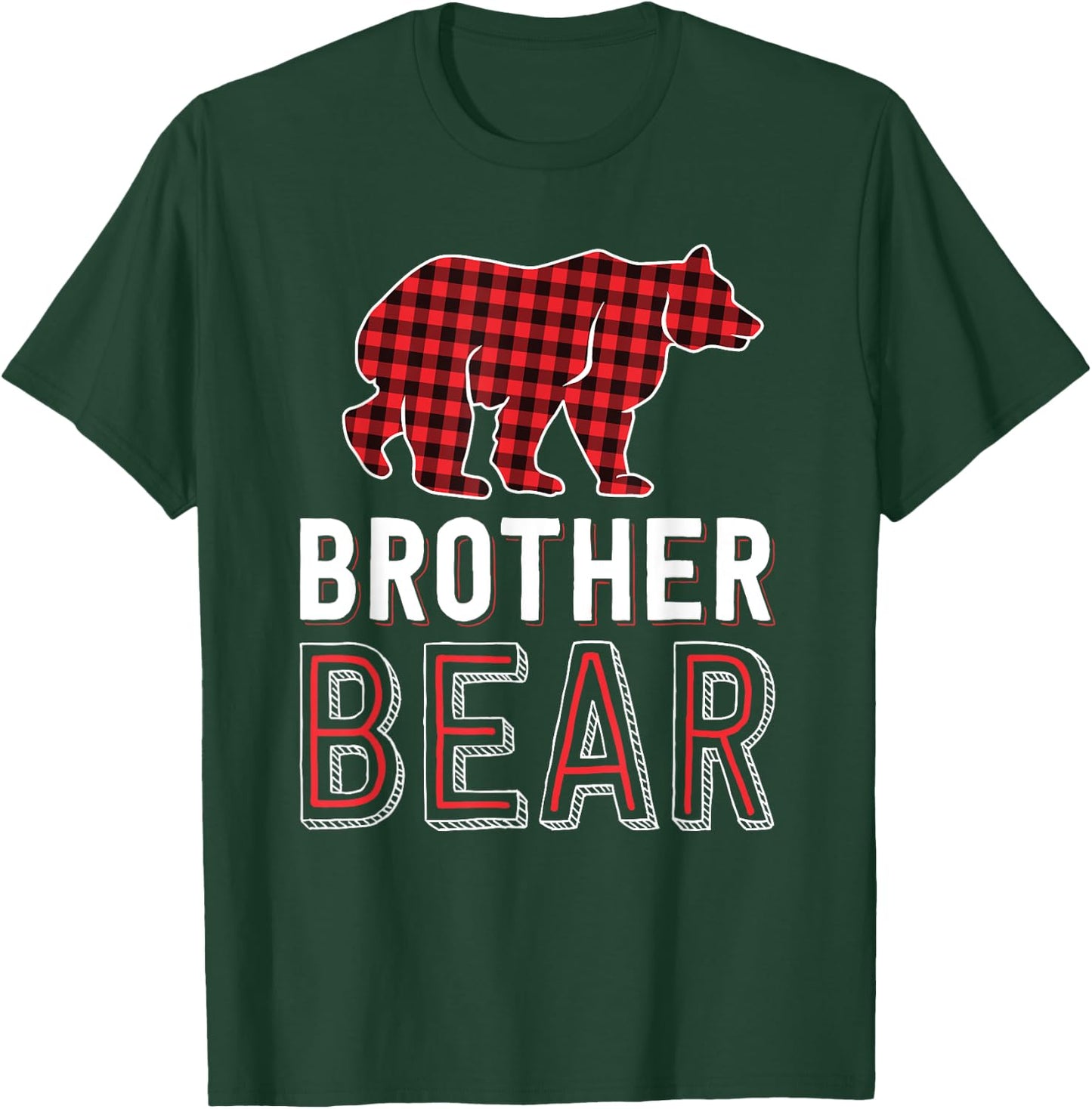 Brother Bear Red Buffalo Plaid Matching Family Christmas T-Shirt - T-Shirt | Forest