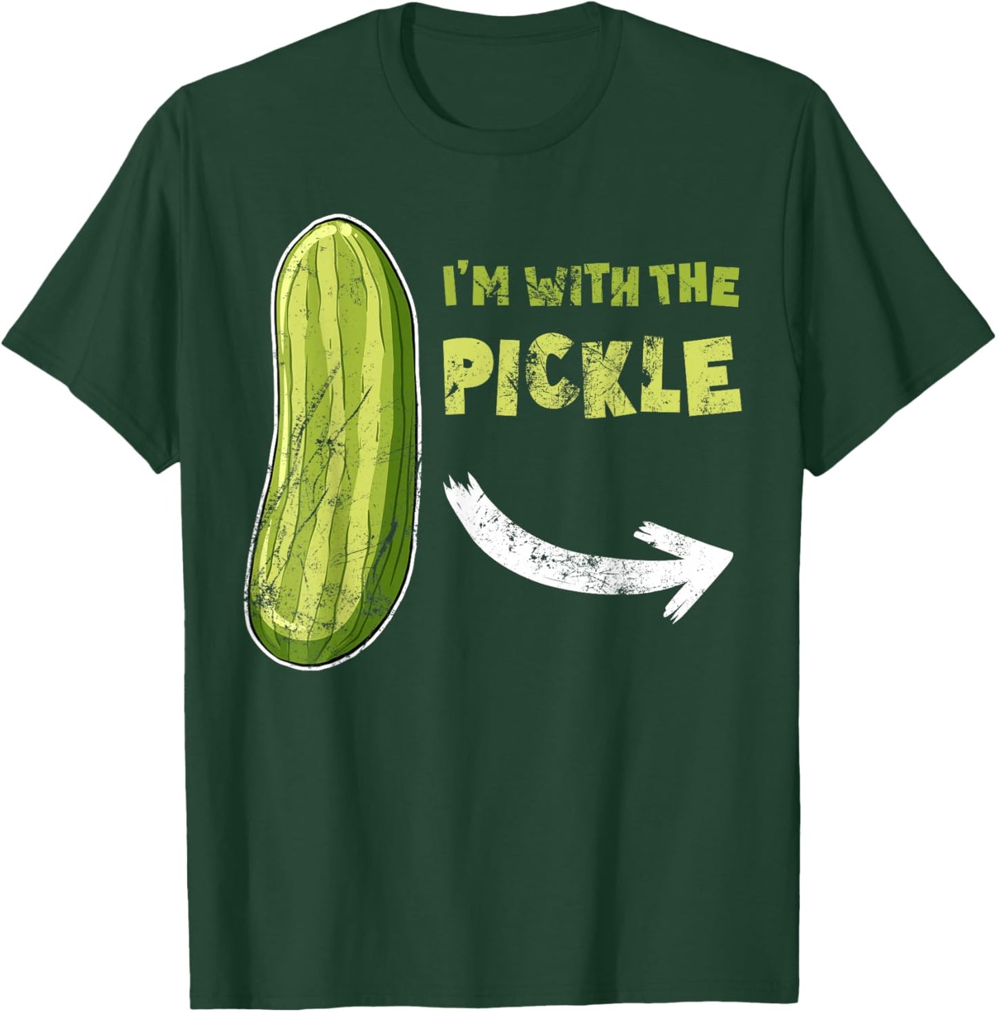 Funny Pickle 'I'm With The Pickle' Matching Halloween for Couples & Families, Black, , Short Sleeve, Cotton, Small T-Shirt - T-Shirt | Forest