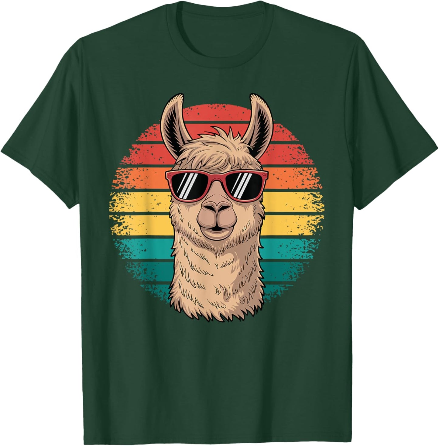 Retro Alpaca Llama Funny Comic Summer Vintage Animal T-Shirt - T-Shirt | Forest