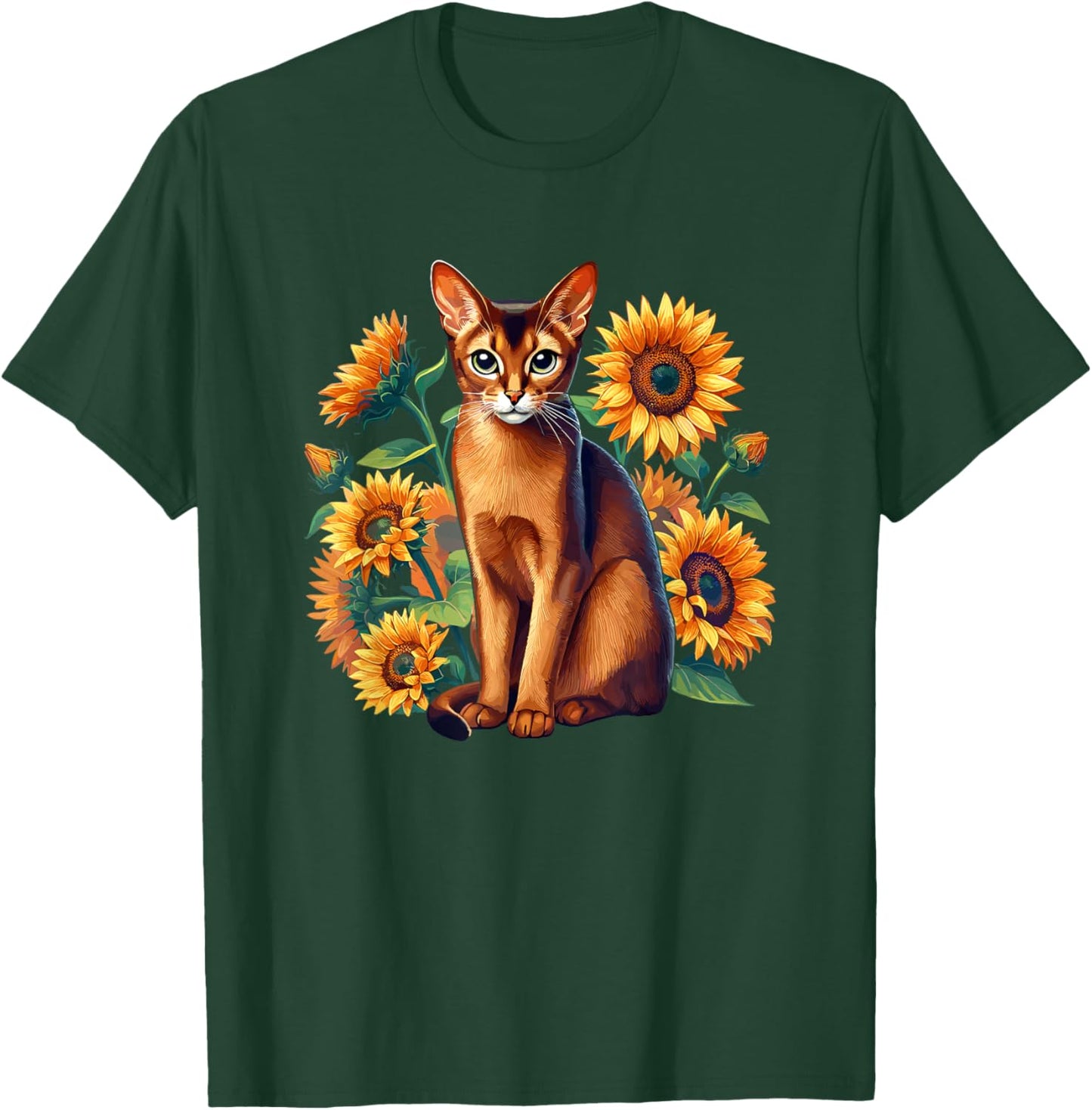 Sunflowers Abyssinian Abyssinians Abys Cat T-Shirt - T-Shirt | Forest