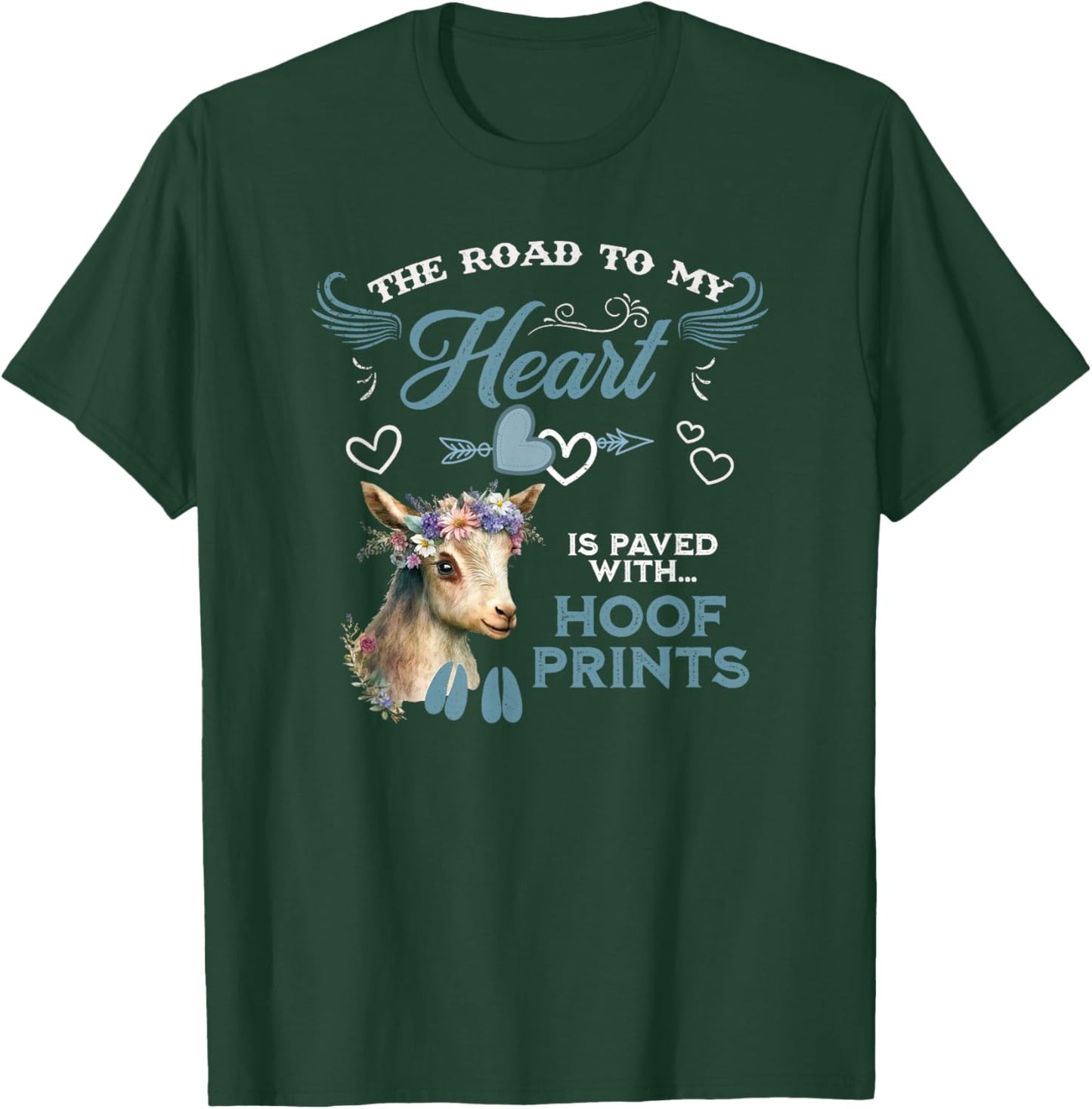 Nigerian Dwarf Goat Road to My Heart Filled With Hoof Prints T-Shirt - T-Shirt | Forest