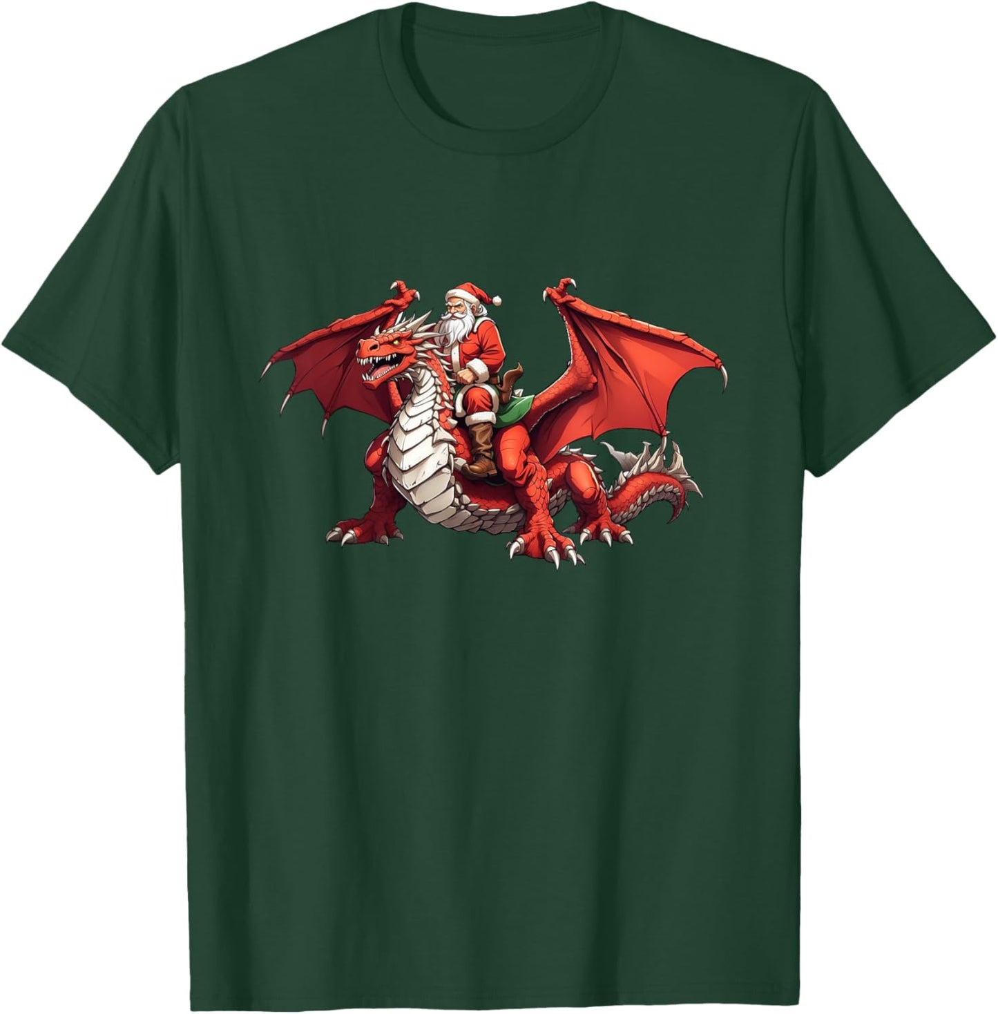 Santa Riding A Dragon For Christmas T-Shirt - T-Shirt | Forest