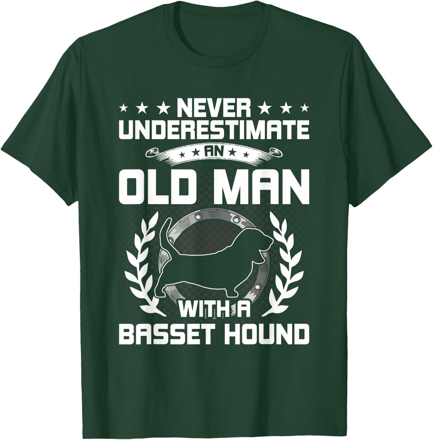 Never Underestimate an Old Man with a Basset Hound T-Shirt - T-Shirt | Forest