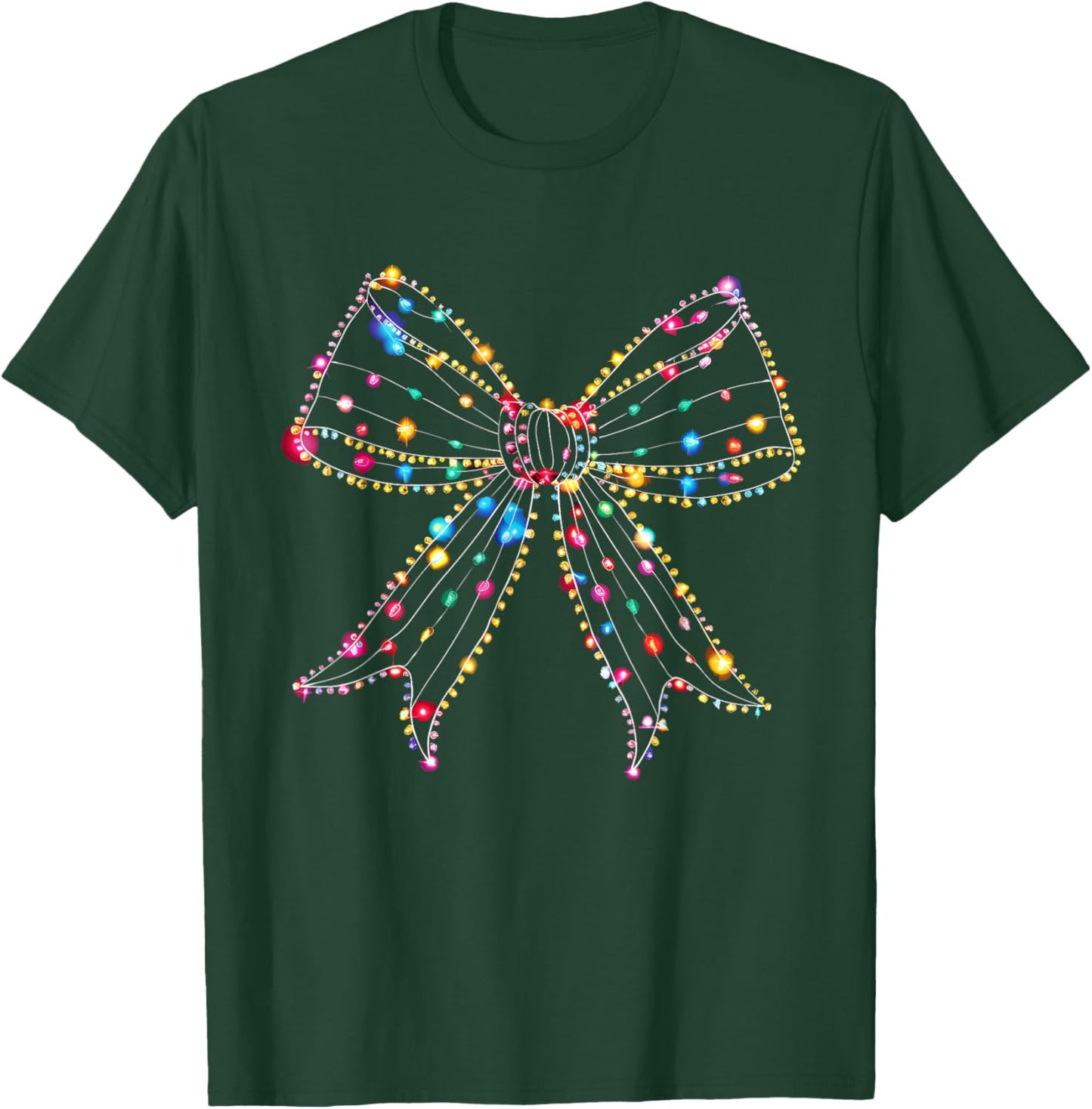 Coquette Bow Light Christmas Season Girls T-Shirt - T-Shirt | Forest
