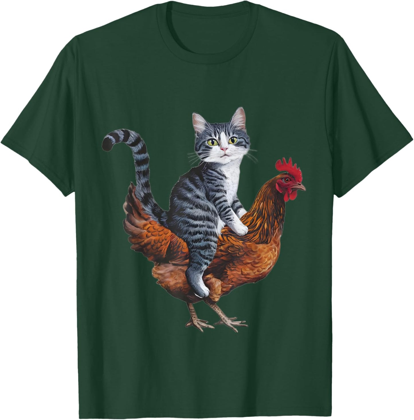 Funny Cat on a Chicken Lover T-Shirt - T-Shirt | Forest