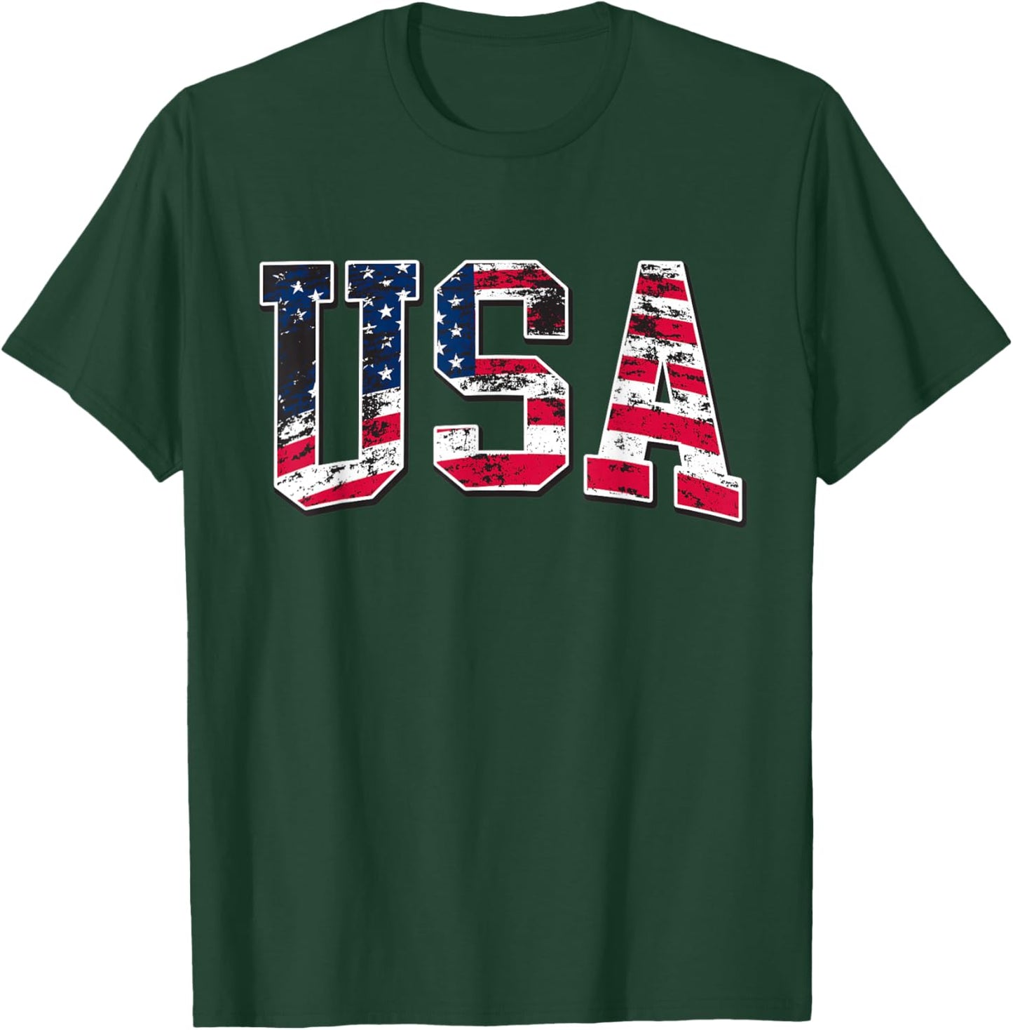 4th of July USA Flag Apparel -Adults Kids Vintage American Flag Black Small Classic Fit Short Sleeve T-Shirt - T-Shirt | Forest